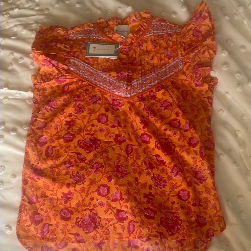 Islapayal Orange and Pink Patterned Top